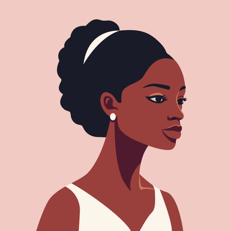 Portrait of a beautiful black bride. Vector illustrationのイラスト素材