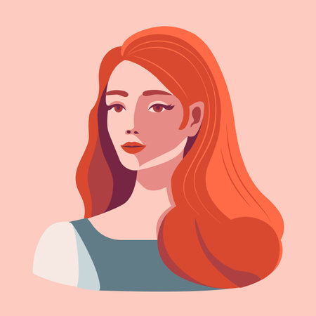 Portrait of a beautiful red-haired woman. Flat design avatar. Vector illustrationのイラスト素材