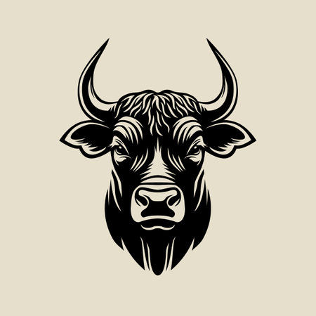 Head of bull farm animal black color. Vector illustrationのイラスト素材