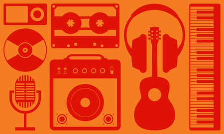 Music instrument background flat design vector illustrationのイラスト素材