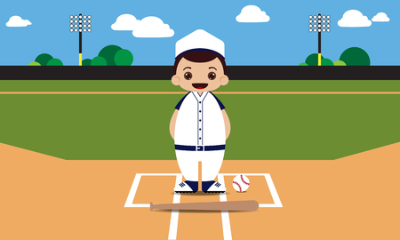Baseball field baseball player vector illustrationのイラスト素材