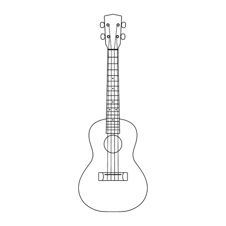 Ukulele icon outline vector illustration on white backgroundのイラスト素材
