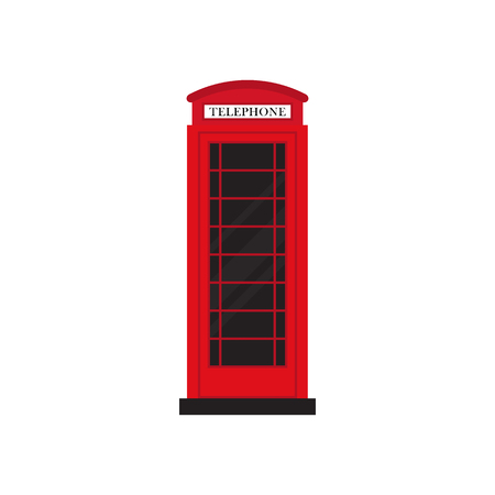 Red retro phone booth flat design vector illustrationのイラスト素材