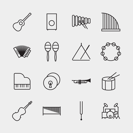 Music instrument icons outline vector illustrationのイラスト素材
