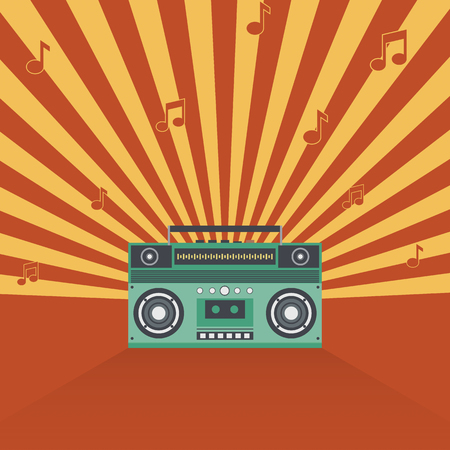 Boombox retro vintage style vector illustrationのイラスト素材