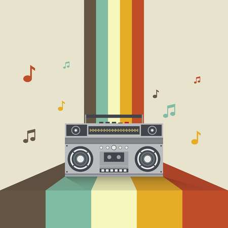Boombox retro vintage style vector illustrationのイラスト素材