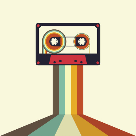 Cassette retro vintage style vector illustrationのイラスト素材