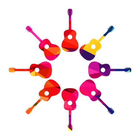 Abstract guitars polygon, low-poly, colorful geometric, background vector illustrationのイラスト素材