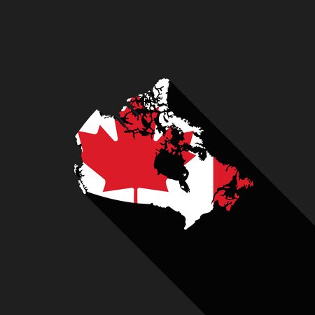 Canada flag map flat design, icon symbol isolated, long shadowのイラスト素材