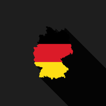 Germany flag map flat design, icon symbol isolated, long shadowのイラスト素材