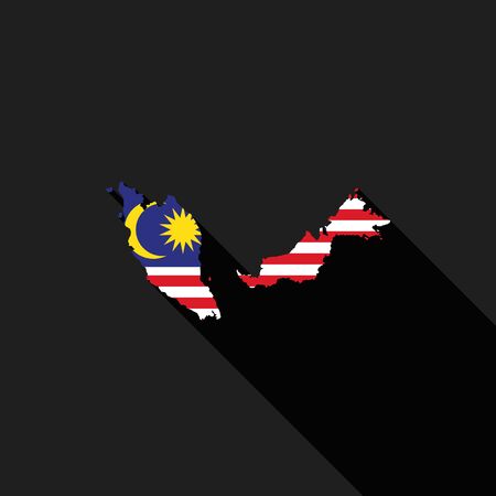 Malaysia flag map flat design, icon symbol isolated, long shadowのイラスト素材