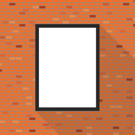 Blank picture frame on the wall, isolated object; long shadow vector illustrationのイラスト素材