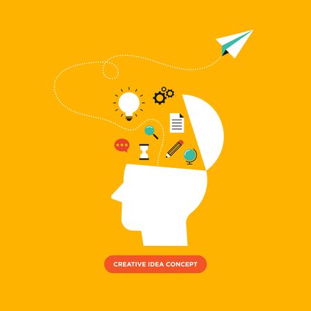 Creative idea concept, inspiration process flat design vector illustrationのイラスト素材