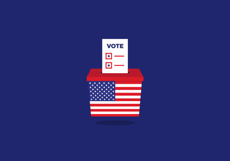 USA Election ballot vote box, flat design vector illustration