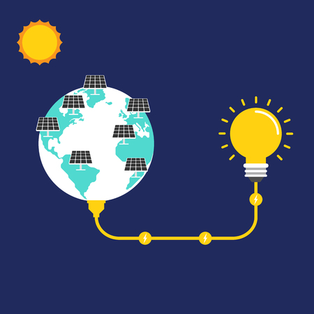 Renewable energy concept flat design, vector illustrationのイラスト素材