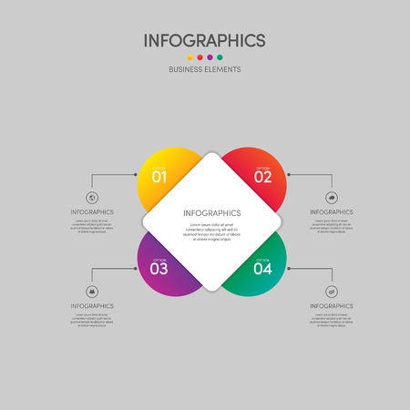 4 options infographics business report template layout design element vector illustration can be used for workflow, layout, numberのイラスト素材