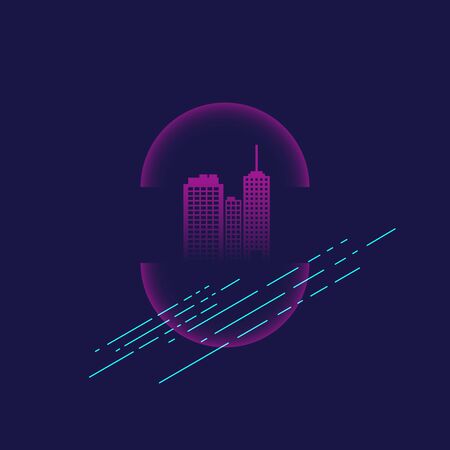 Abstract modern cityscape with building on blue background vector illustrationのイラスト素材