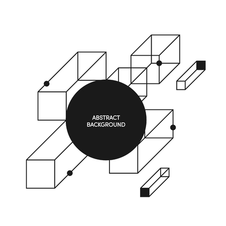 Abstract black and white geometric line isometric backgroundのイラスト素材