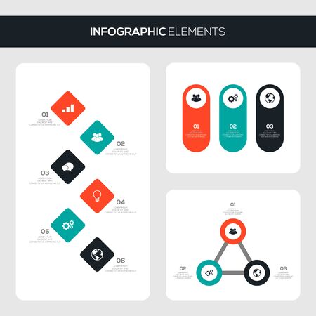 Set of business infographic template design elements, can be used for brochure, workflow, layout, vector illustrationのイラスト素材