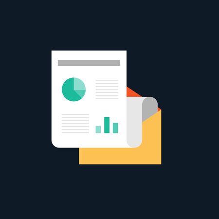 Big data flat design concept with information paper and envelope, vector illustrationのイラスト素材