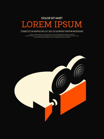 Movie and film modern retro vintage poster background. Graphic design element template can be used of backdrop, brochure, leaflet, vector illustrationのイラスト素材