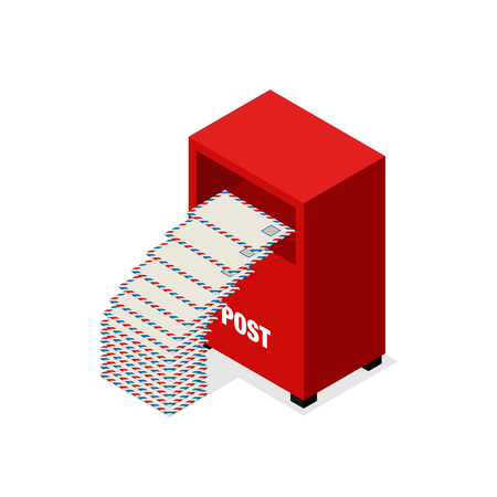 Mailbox letter flat design isometric isolated on white background, vector illustrationのイラスト素材