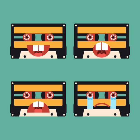 Emotion icon of tape cassette flat design, vector illustrationのイラスト素材