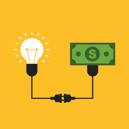 Creative idea makes money concept flat design, vector illustrationのイラスト素材