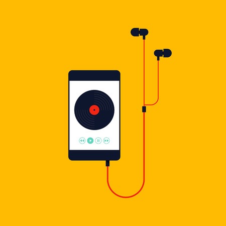Mobile music player flat design, vector illustrationのイラスト素材