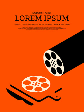 Movie and film modern retro vintage poster background, design element template can be used of backdrop, brochure, leaflet, publication, vector illustrationのイラスト素材