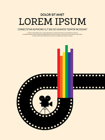 Movie and film modern retro vintage poster background, design element template can be used of backdrop, brochure, leaflet, publication, vector illustrationのイラスト素材