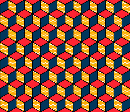 Abstract colorful geometric isometric seamless pattern backgrounds, modern vintage retro style, vector illustration.のイラスト素材