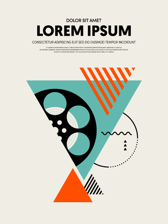 Movie and film modern retro vintage poster background, design element template can be used of backdrop.のイラスト素材