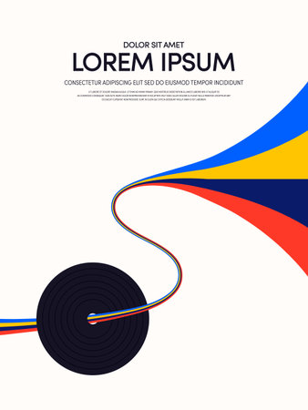 Music retro vintage abstract poster background. Design element template can be used for backdrop, brochure, leaflet, publication, vector illustrationのイラスト素材