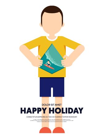 Summer on the beach abstract vintage retro poster background, vector illustrationのイラスト素材