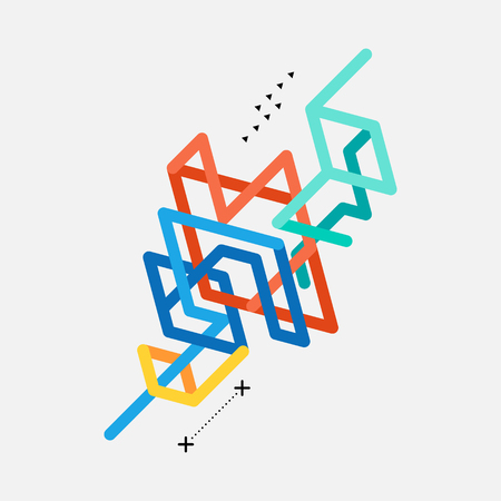 Abstract colorful geometric isometric line art background, vector illustrationのイラスト素材