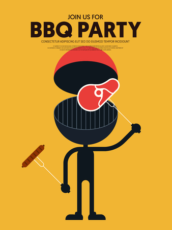 BBQ invitation modern retro vintage style. Design element template can used background, poster, backdrop, publication, vector illustrationのイラスト素材