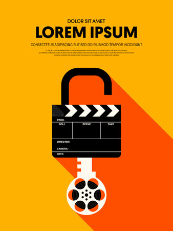 Movie and film modern retro vintage poster background. Design element template can be used for backdrop, brochure, leaflet, publication, vector illustrationのイラスト素材