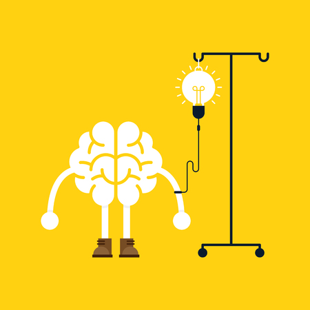 Fill a brain with creative idea concept flat design, vector illustrationのイラスト素材