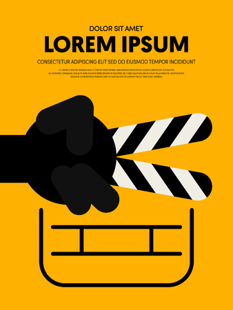 Movie and film poster template design modern retro vintage style. Can be used for background, backdrop, banner, brochure, leaflet, publication, vector illustrationのイラスト素材