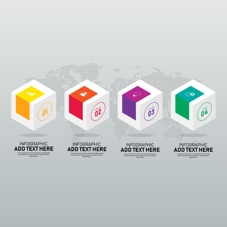 Infographic design element template for business and marketing strategy presentation with 4 options. Can be used for workflow, diagram, chart, option, vector illustrationのイラスト素材