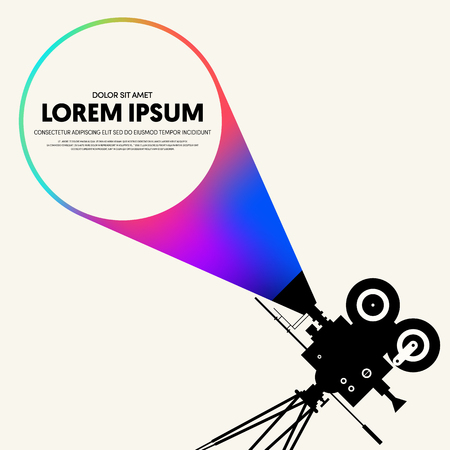 Movie and film poster template design modern retro vintage style. Can be used for background, backdrop, banner, brochure, leaflet, flyer, advertisement, publication, vector illustrationのイラスト素材