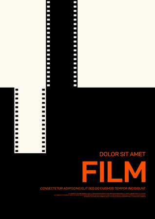 Movie and film poster design template background modern vintage retro style. Can be used for backdrop, banner, brochure, leaflet, flyer, advertisement, publication, vector illustrationのイラスト素材