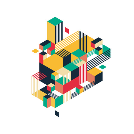 Abstract modern geometric isometric shape background. Design element can be used for poster, backdrop, advertisement, publication, book cover; banner, brochure, leaflet, flyer, vector illustrationのイラスト素材