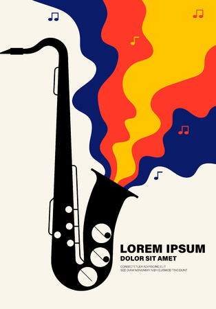 Music poster modern vintage retro style, Graphic design template can be used for background, backdrop, banner, brochure, leaflet, flyer, print, publication, vector illustrationのイラスト素材