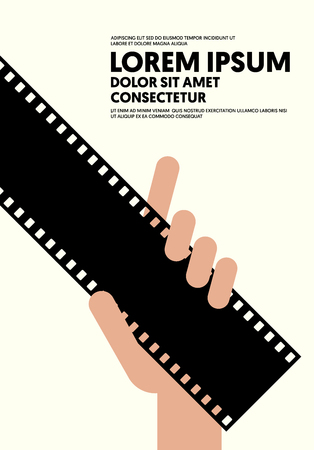 Movie and film poster modern vintage retro style. Graphic design template can be used for background, backdrop, banner, brochure, leaflet, flyer, print, publication, vector illustrationのイラスト素材