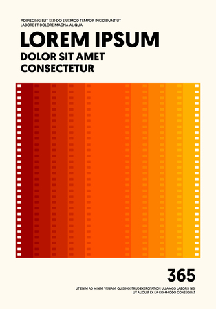 Movie and film poster modern vintage retro style. Graphic design template can be used for background, backdrop, banner, brochure, leaflet, flyer, print, publication, vector illustrationのイラスト素材