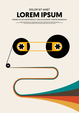 Music poster modern vintage retro style. Graphic design template can be used for background, backdrop, banner, brochure, leaflet, flyer, print, publication, vector illustrationのイラスト素材