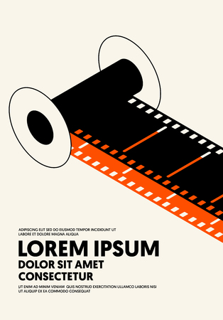 Movie and film poster modern vintage retro style. Graphic design template can be used for background, backdrop, banner, brochure, leaflet, flyer, print, publication, vector illustrationのイラスト素材