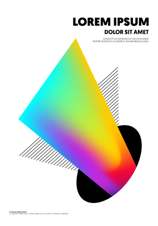 Abstract gradient holographic bright color modern futuristic background decorative with geometric shape. Can be used for poster, backdrop, publication, brochure, leaflet, flyer, vector illustrationのイラスト素材